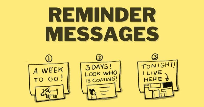 three reminder notes for a party