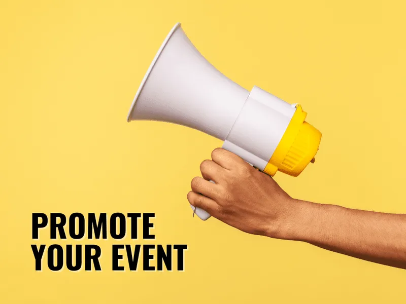 promote your event text with megaphone background photo