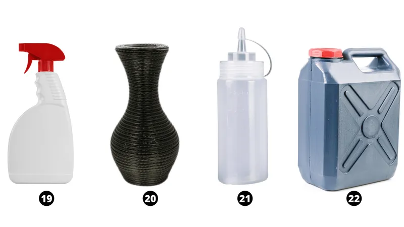 spray, vase, ketchup bottle, jerrycan