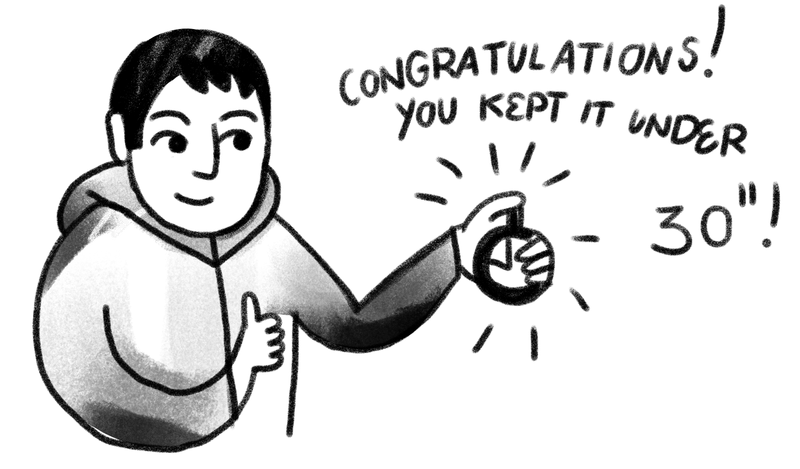 Illustration of a 30-second timer for keeping icebreaker answers brief