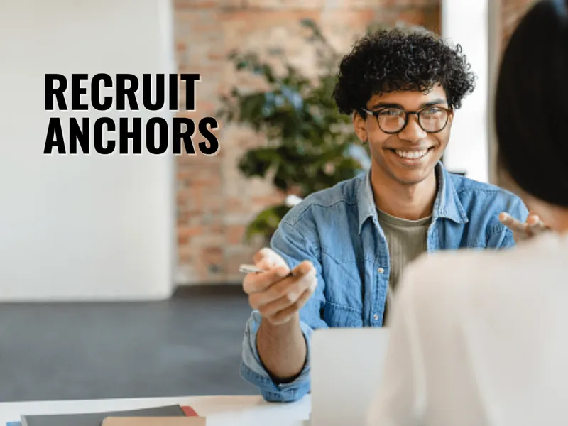 recruit anchors text in a portrait background