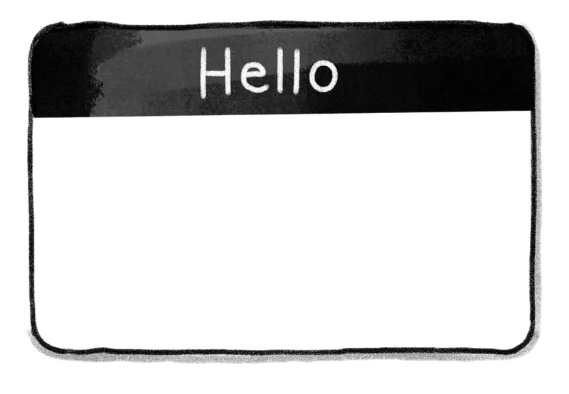 Empty name tag.