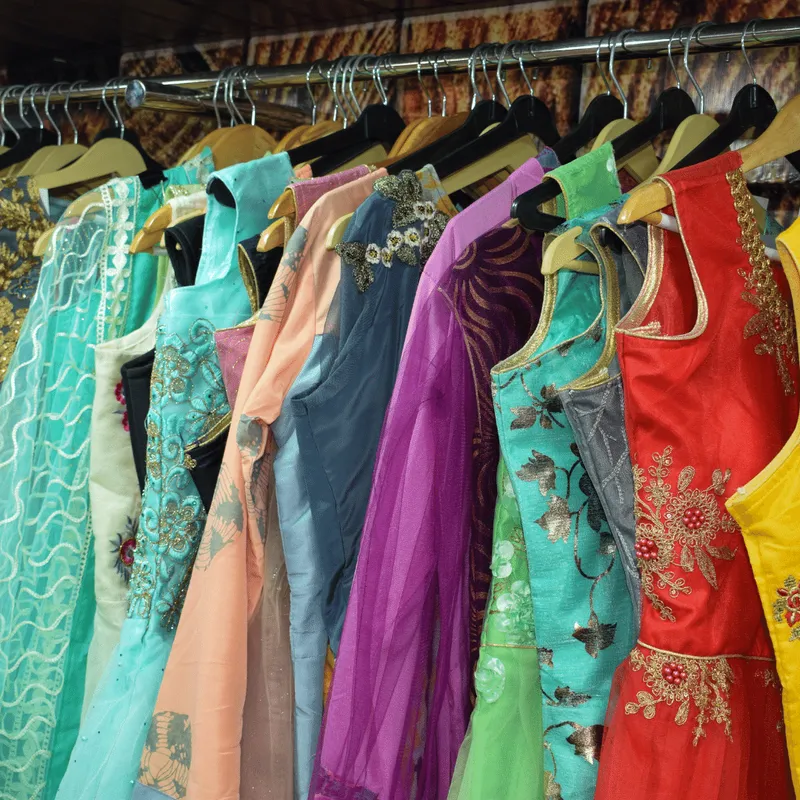 clothes in racks