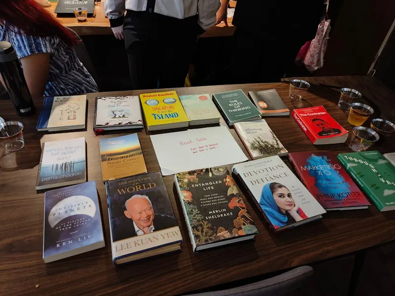 bunch of books on a table