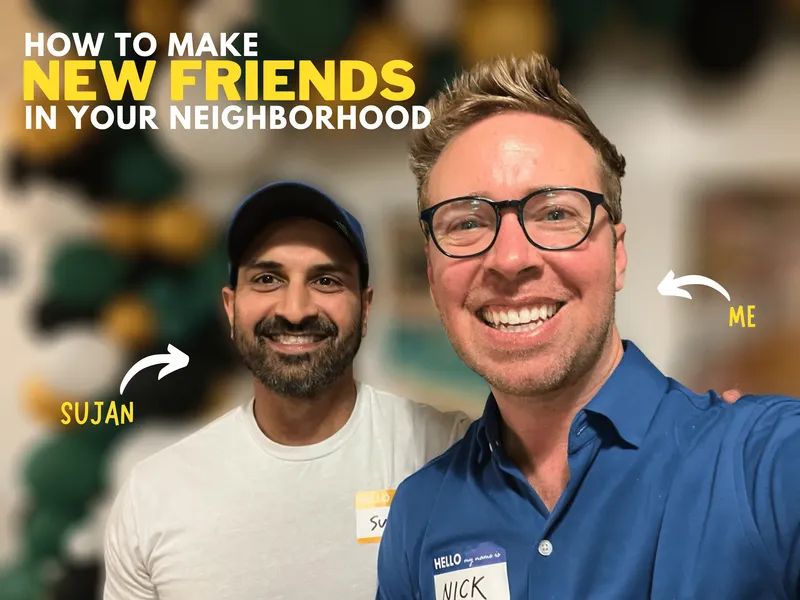 photo of Nick and Sujan as featured image with text and blur background
