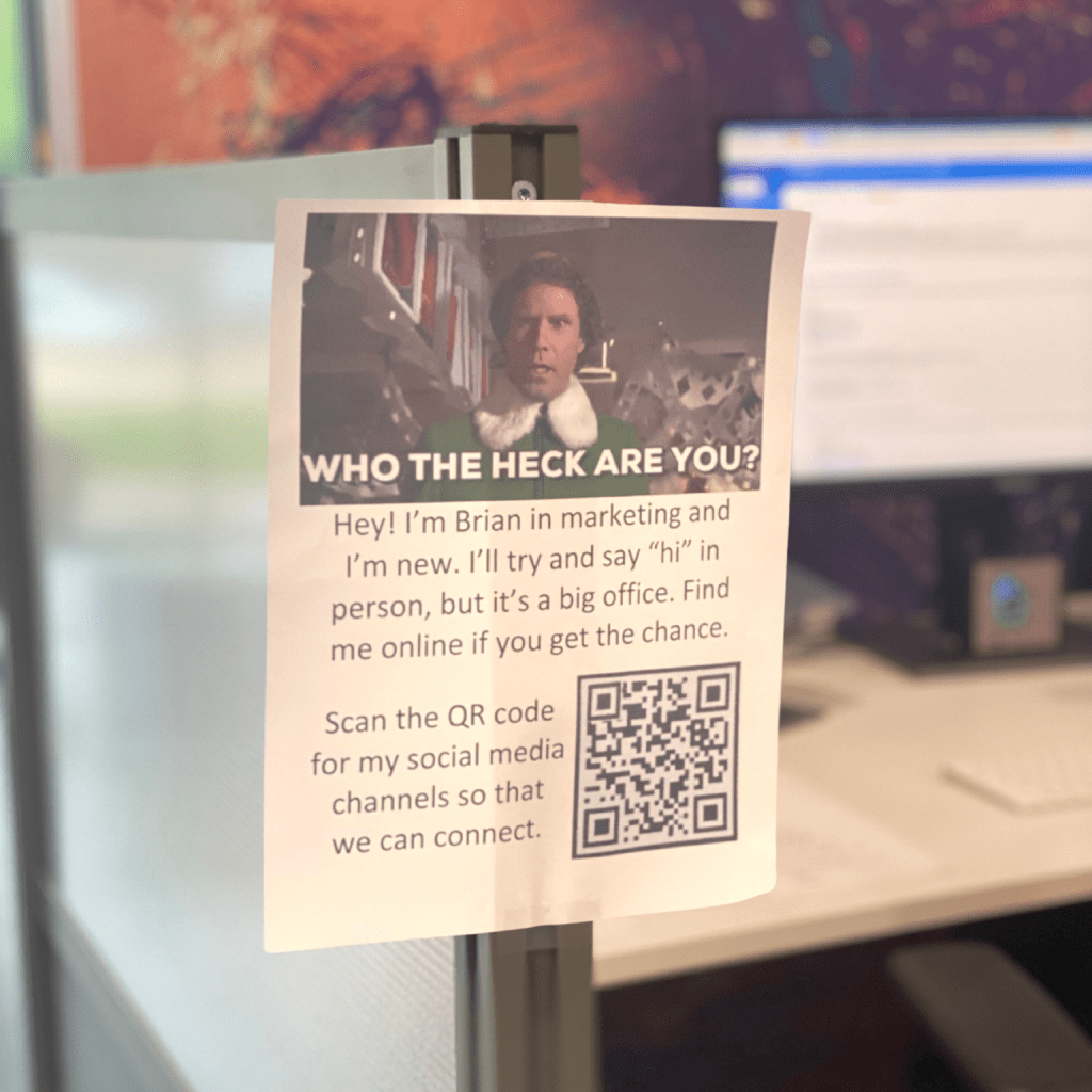 Brian's flier hanging at his workplace