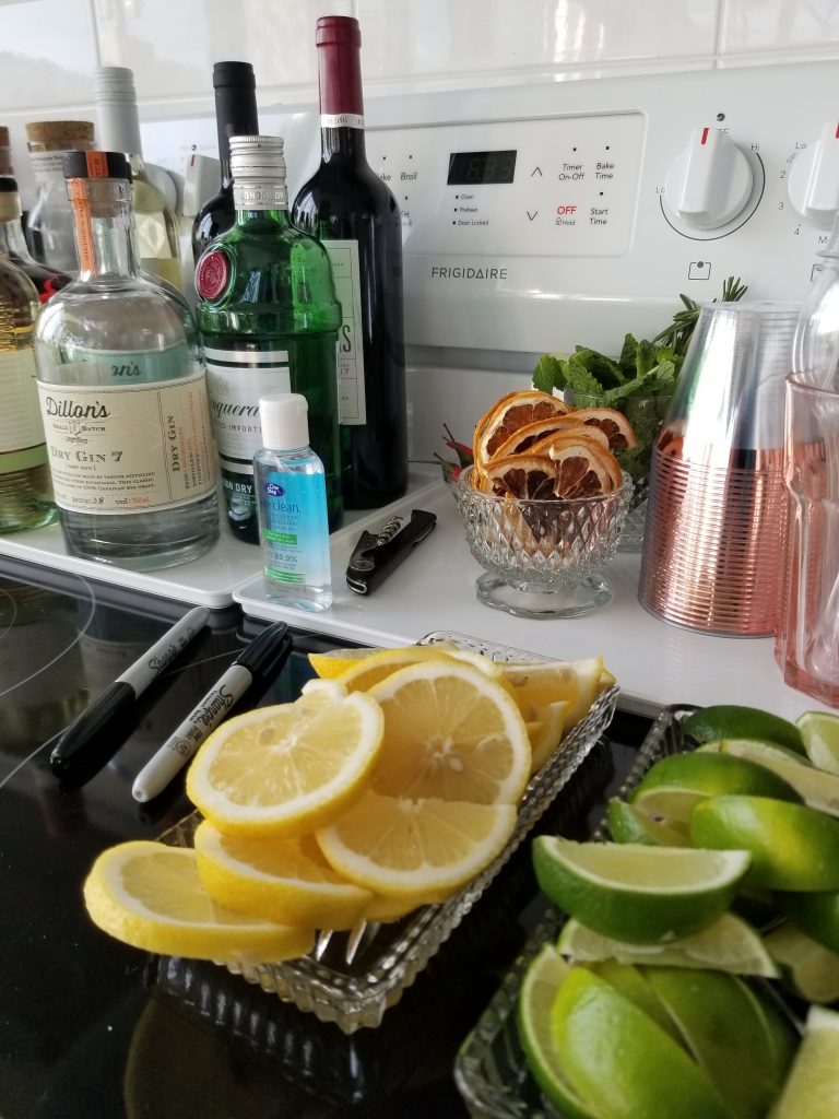 Carrie's drinks setup during the party