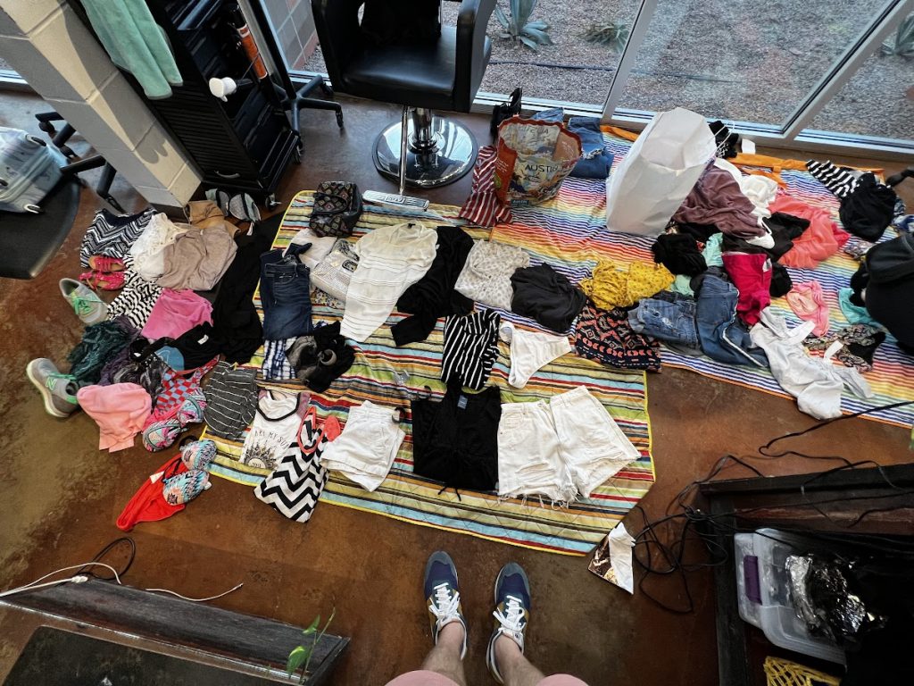 Clothes laid out on the floor