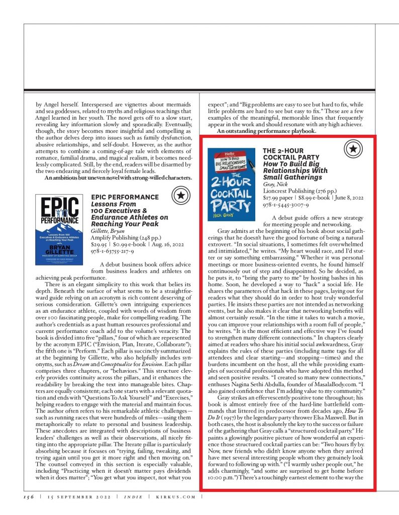 screenshot of page 156 of Kirkus Review Sept. 15th issue