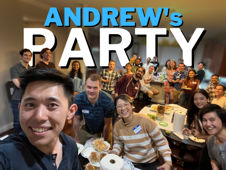 header text: andrew's party