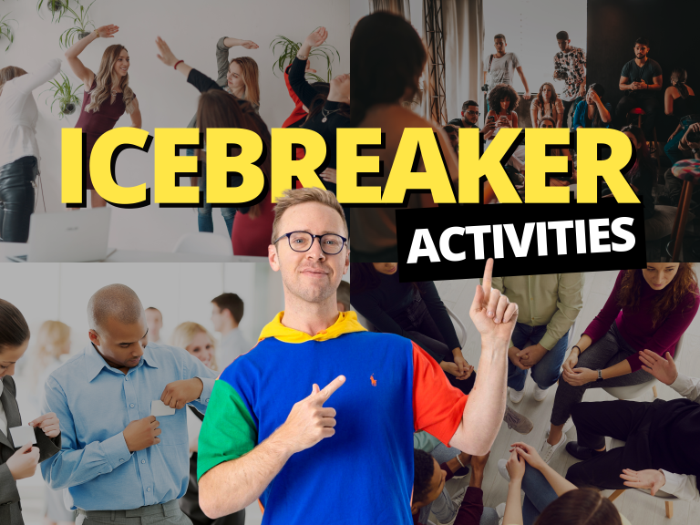 Header Image: Icebreaker Activities, different icebreakers as background image