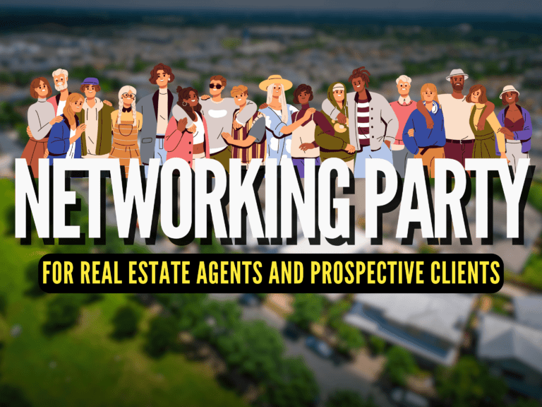 Title header: Networking Party for real estate agents and prospective clients