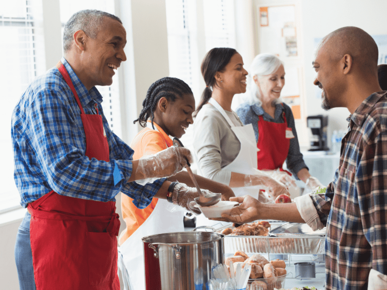 Group of people doing community event